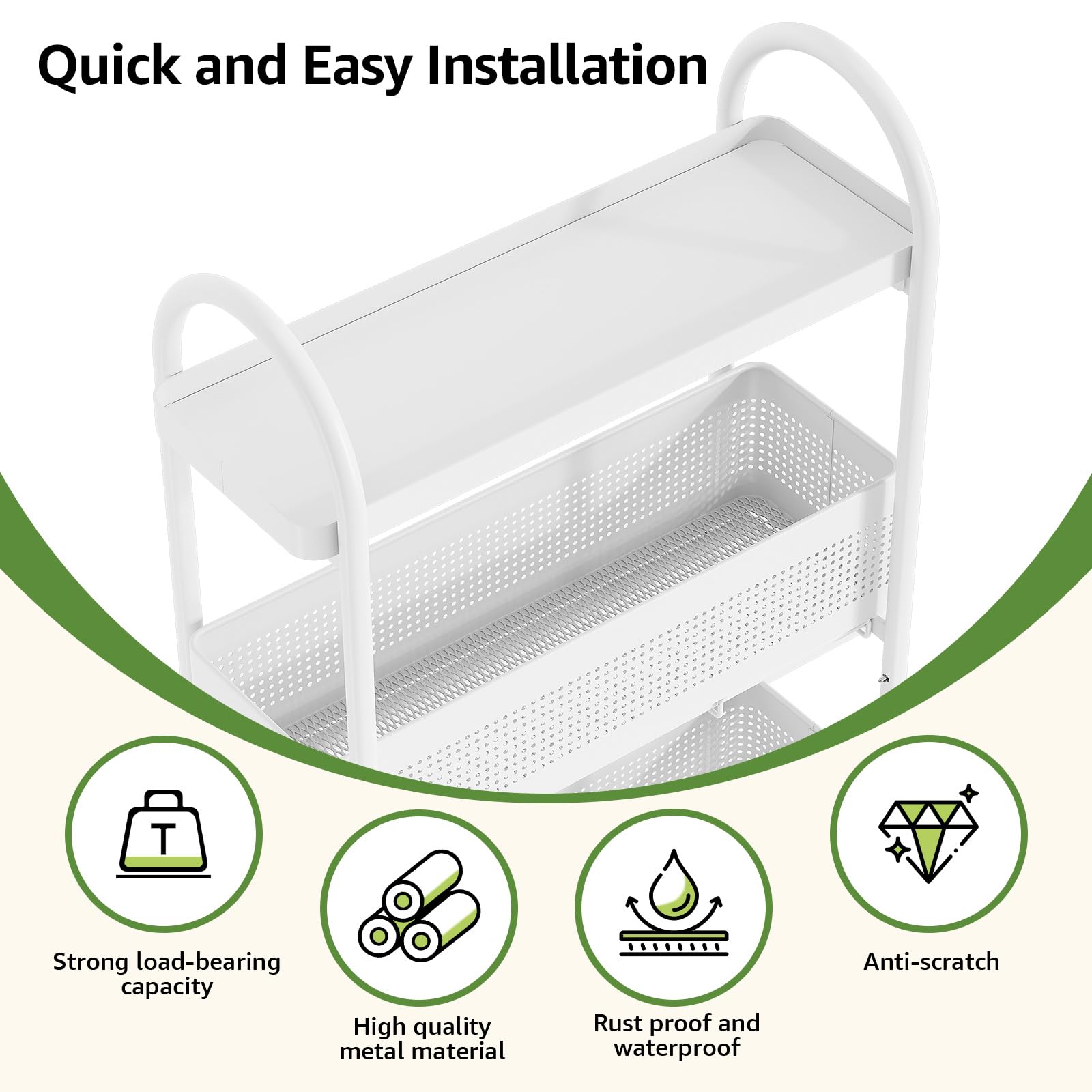 KINGRACK bathroom storage for toiletries and towels.