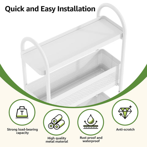 KINGRACK bathroom storage for toiletries and towels.