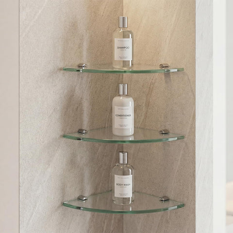 Kingrol compact corner shelves hold daily essentials without crowding small spaces.