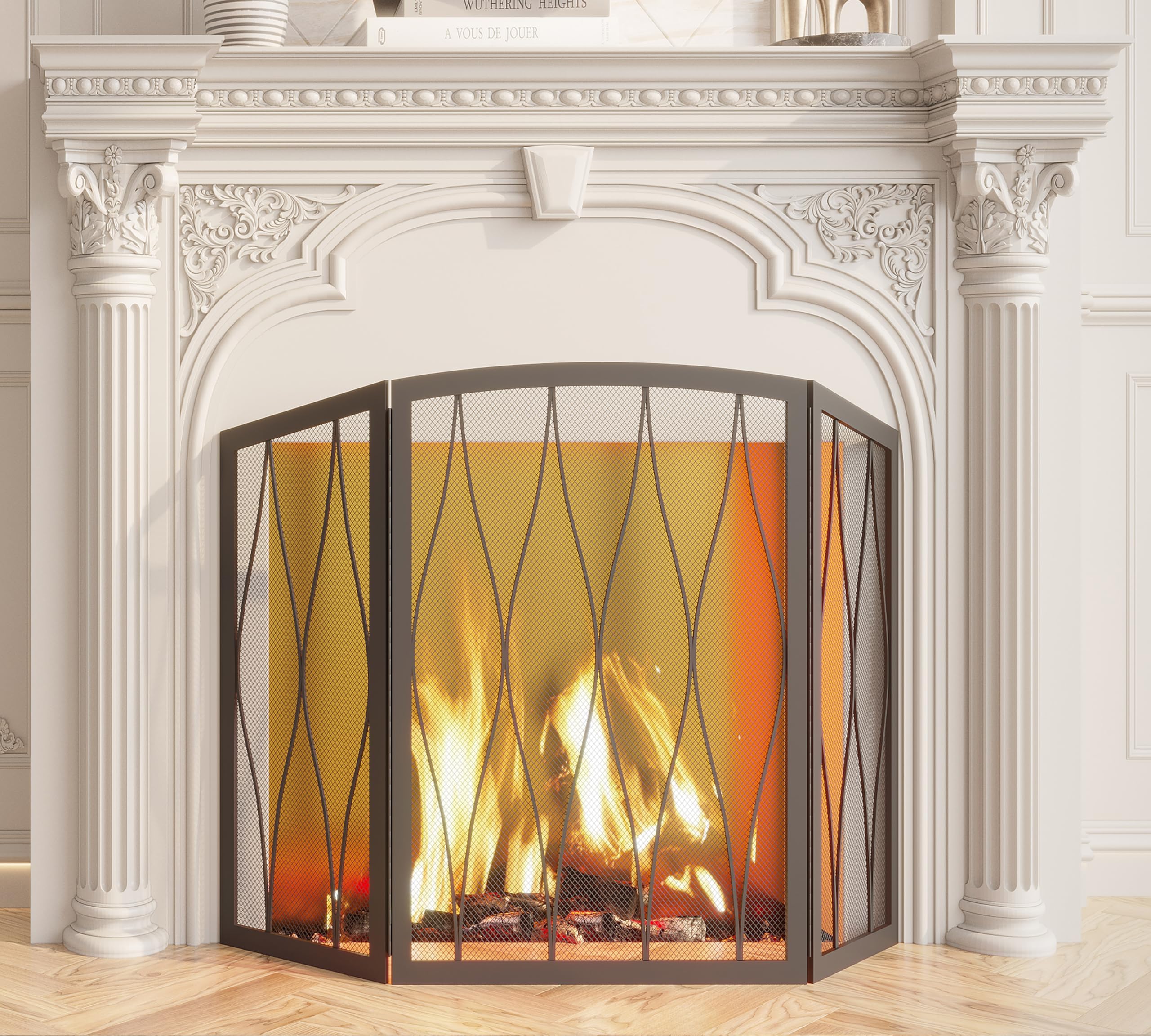 Kingson foldable fireplace screen frame for easy storage