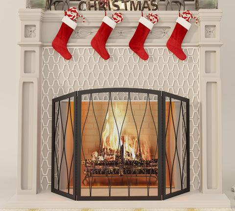 Kingson wrought iron fireplace screen, durable construction for long-lasting use