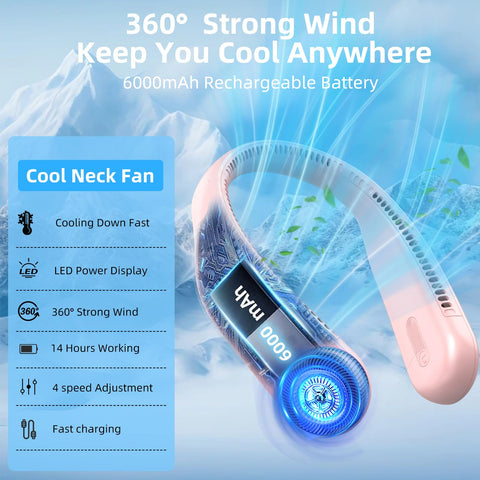 Kinhowly neck fan four adjustable speeds for tailored airflow