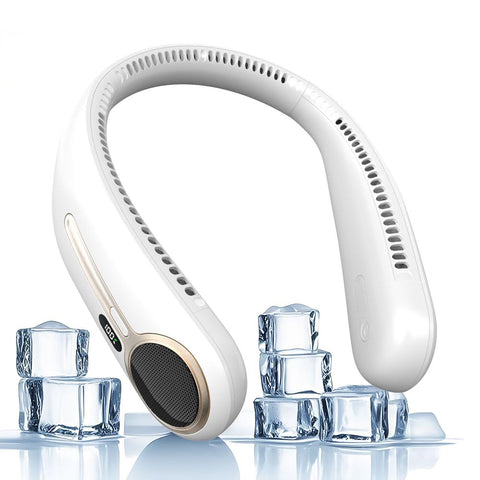 Kinhowly neck fan wearable bladeless design for safe, hands-free cooling.