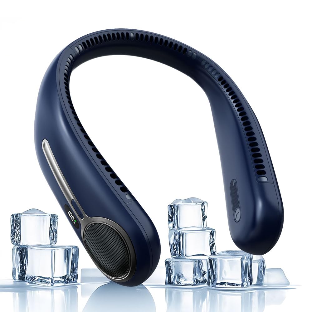 Kinhowly neck fan wearable design for hands-free cooling on the go.