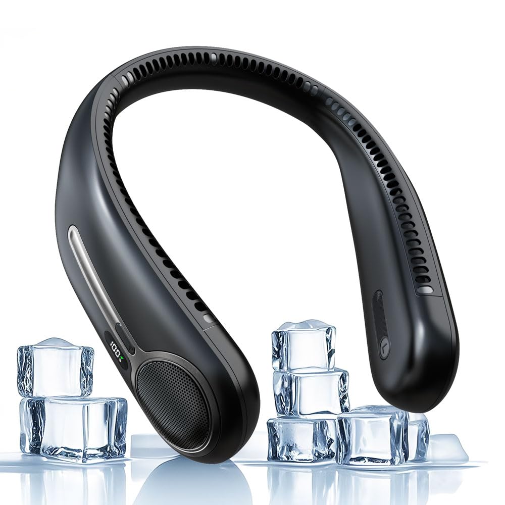 Kinhowly portable neck fan front view for fast, hands-free cooling on the go.