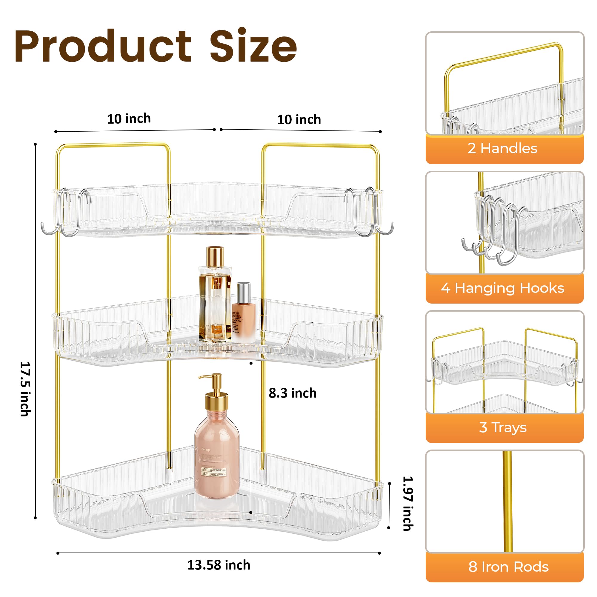 Kinkota open-top shelf keeps daily essentials within reach while keeping vanity clutter-free.