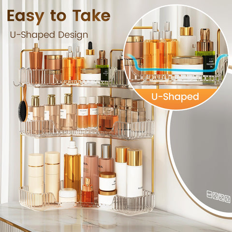 Kinkota space-saving bathroom shelf fits compact corners for tidy counters.