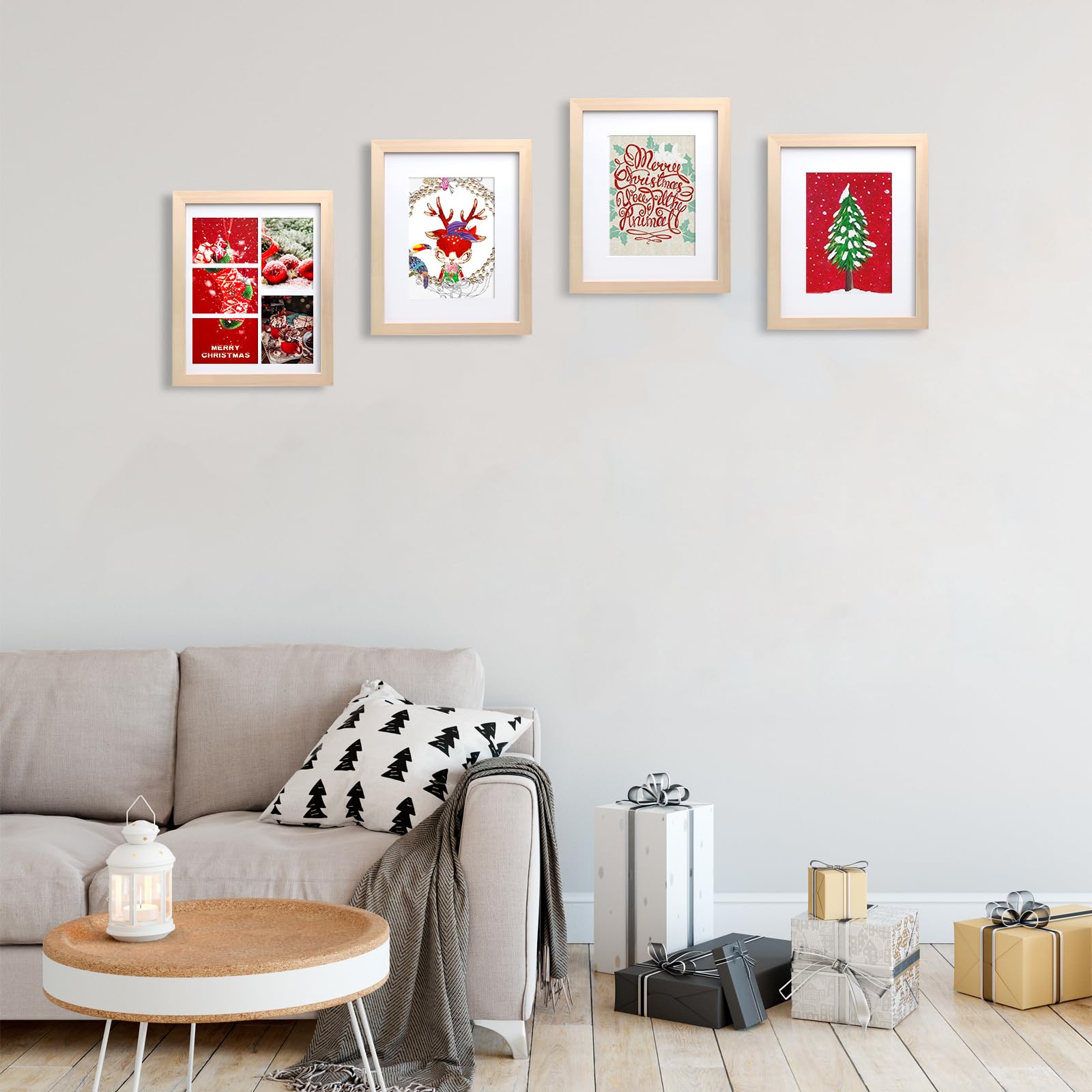 KINLINK 4-pack 8x10 frames in natural wood, ready for gallery arrangements