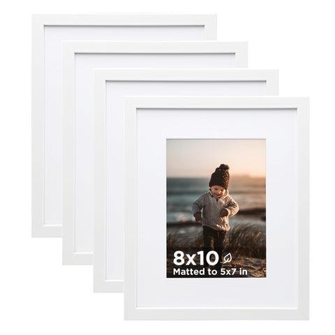 Kinlink 8x10 white frame set in four-pack, ideal for wall or table display