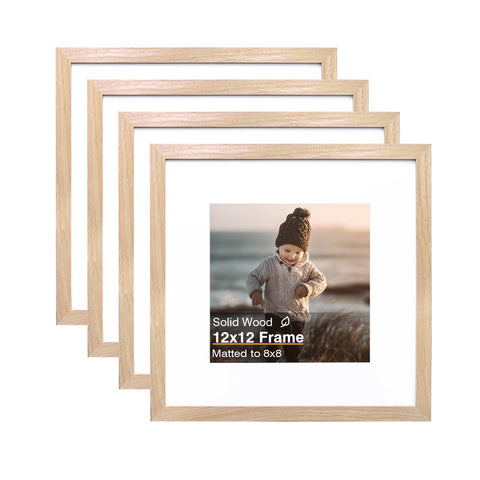 Kinlink natural wood 12x12 frame with bevel for wall display.
