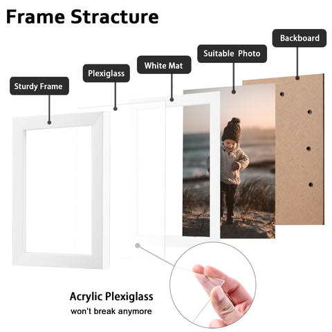 Kinlink wooden frame with mattes for 5x7 photos enhances presentation
