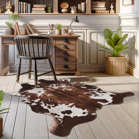 Kinogic cowhide rug texture close-up shows realistic pattern