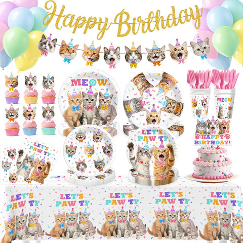 Kinovo cat birthday banner enhances the party decor and creates a festive focal point.