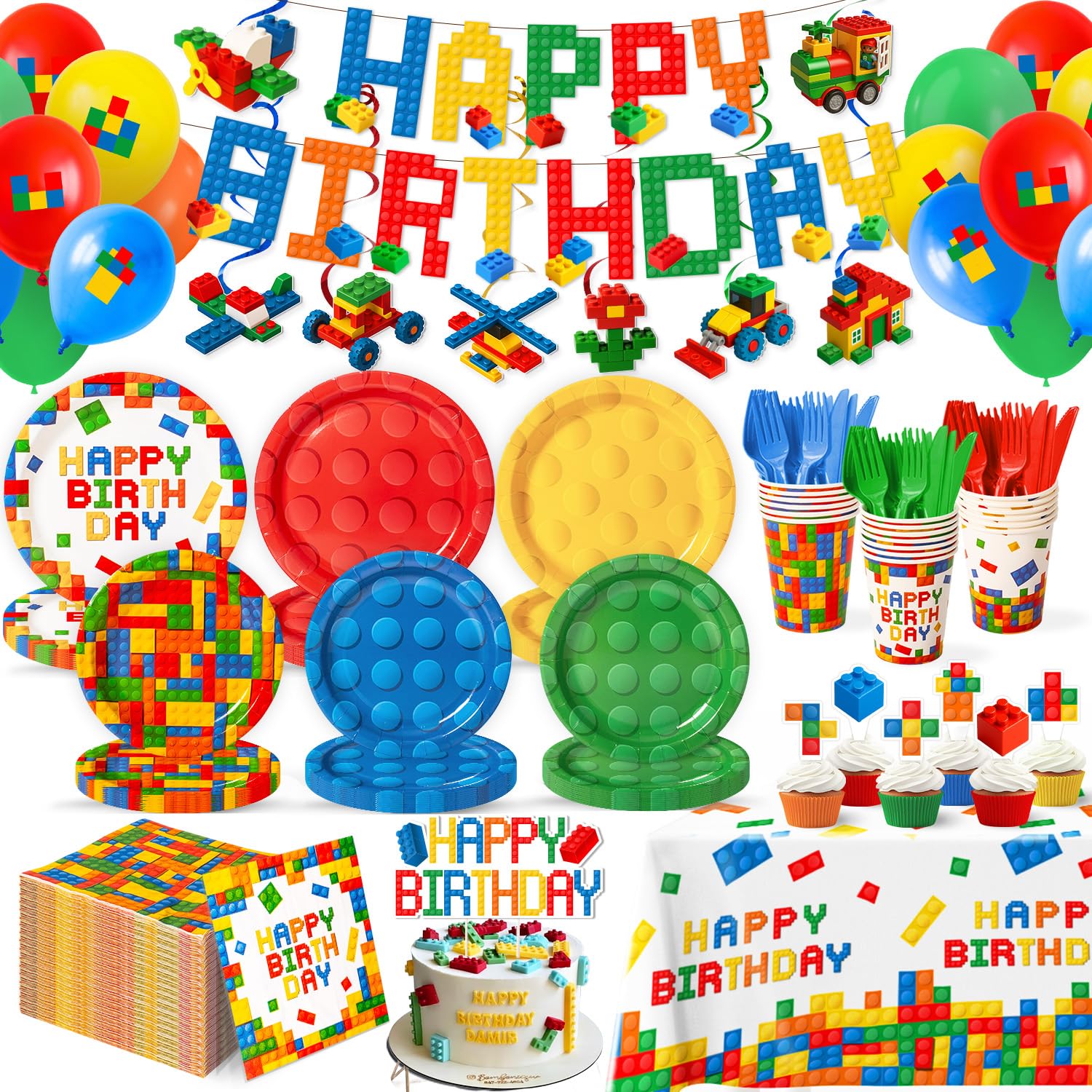 Kinovo 197 Pcs Building Blocks plates for colorful kids party use