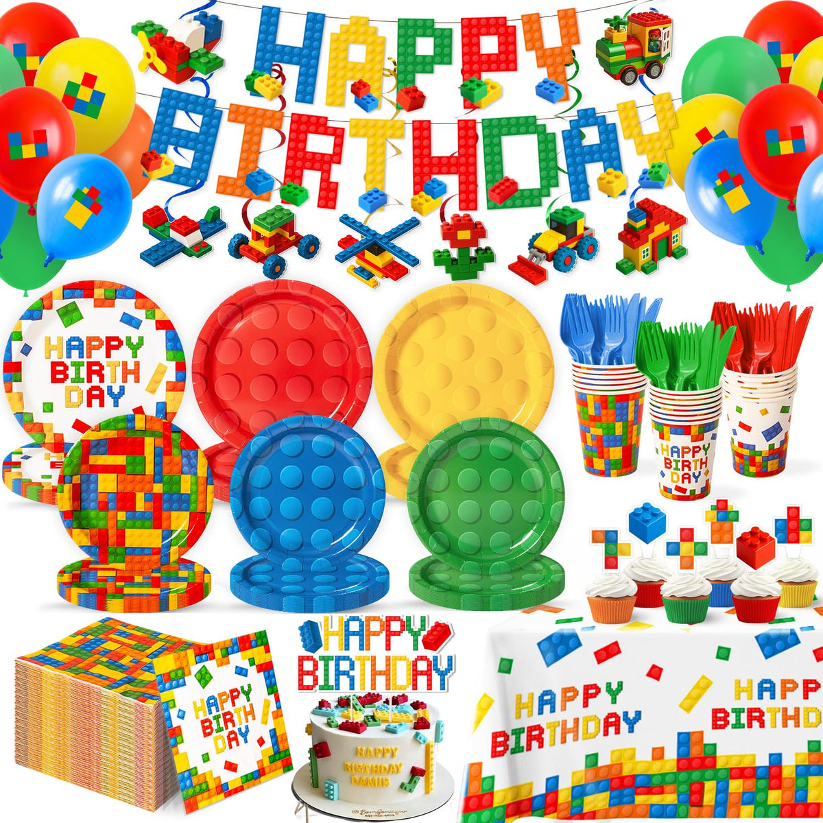 Kinovo 197 Pcs Building Blocks plates for colorful kids party use