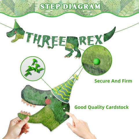 Kinovo 3-Rex cake topper serves as a memorable centerpiece.