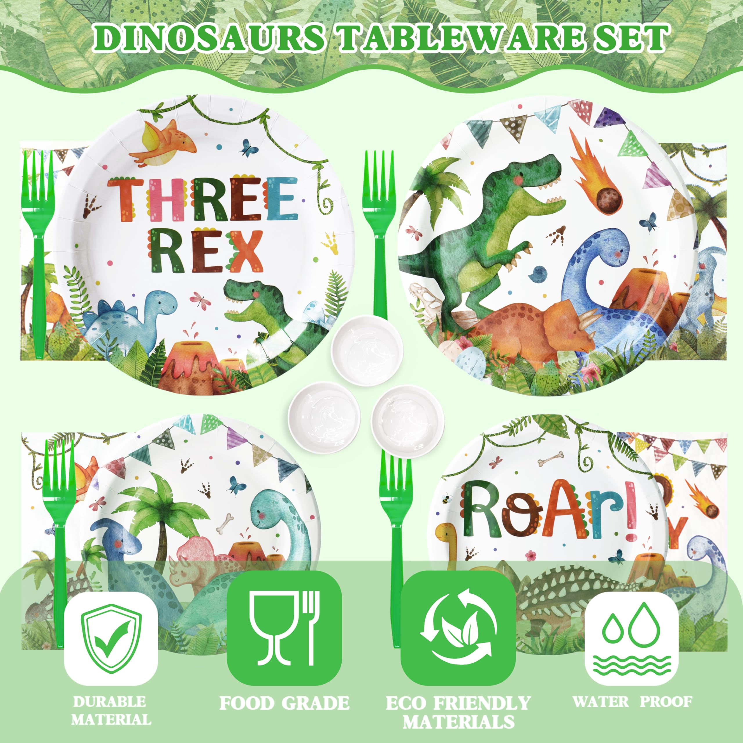 Kinovo 3-Rex tablecloth protects surfaces while enhancing the theme.