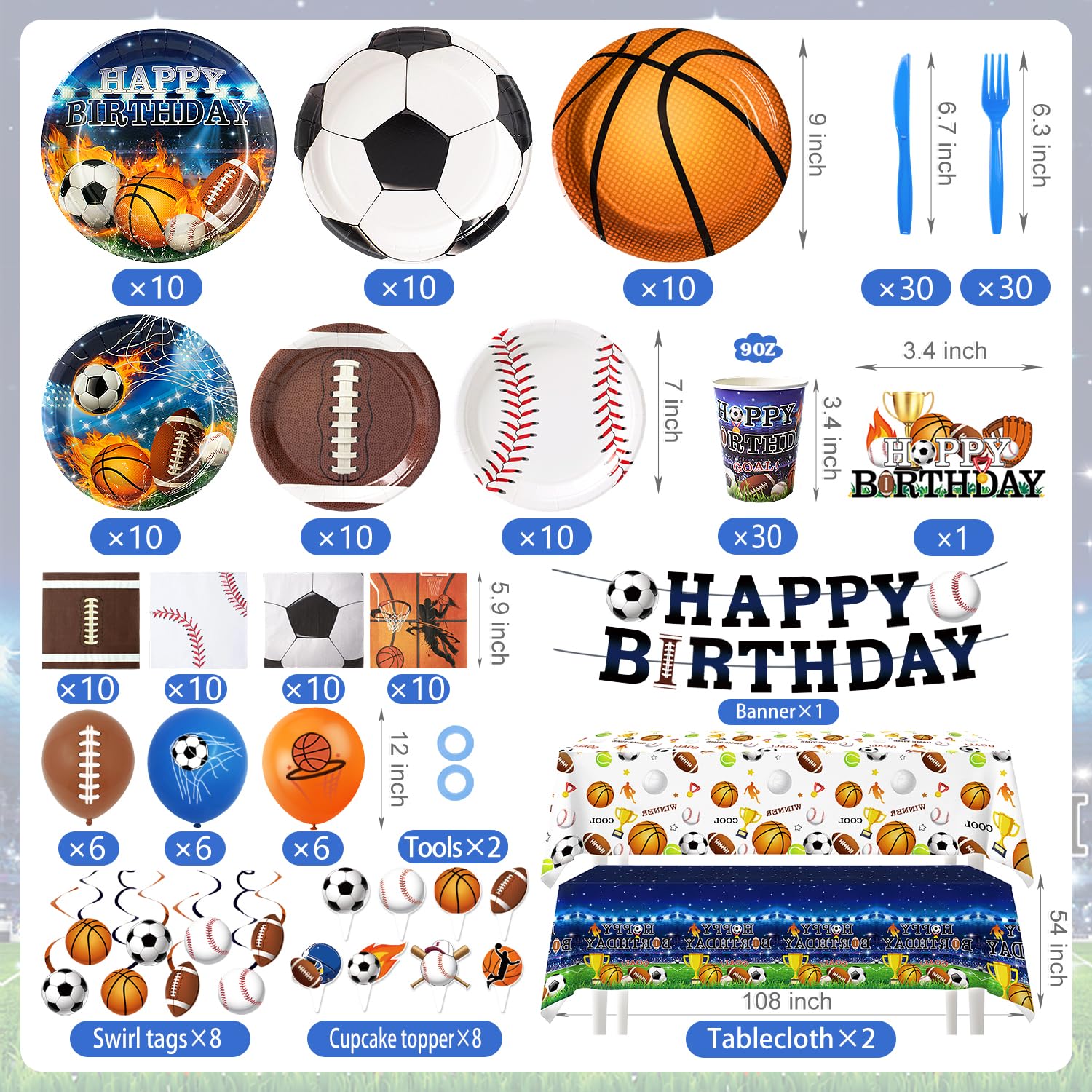 Kinovo 9-inch dinner plates showcase bold team logos for hearty servings.