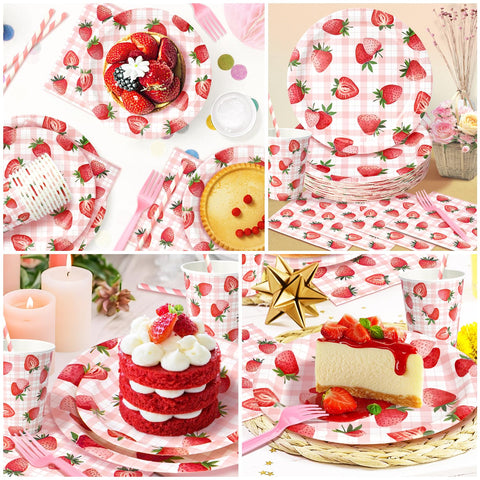 Kinovo Berry First Birthday pink fork pairs with plates for a coordinated table setup.