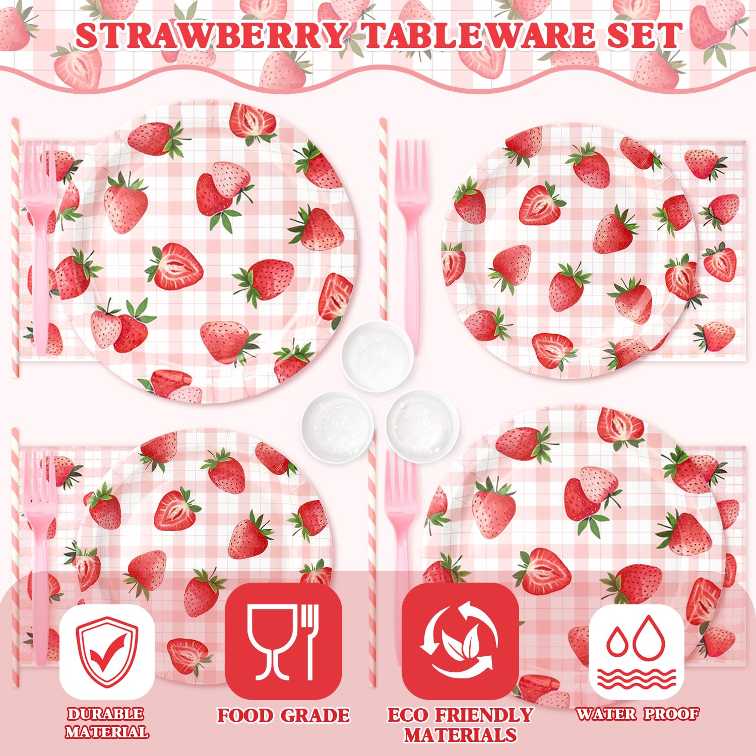 Kinovo Berry First Birthday pink straw adds cheerful color to party refreshments.