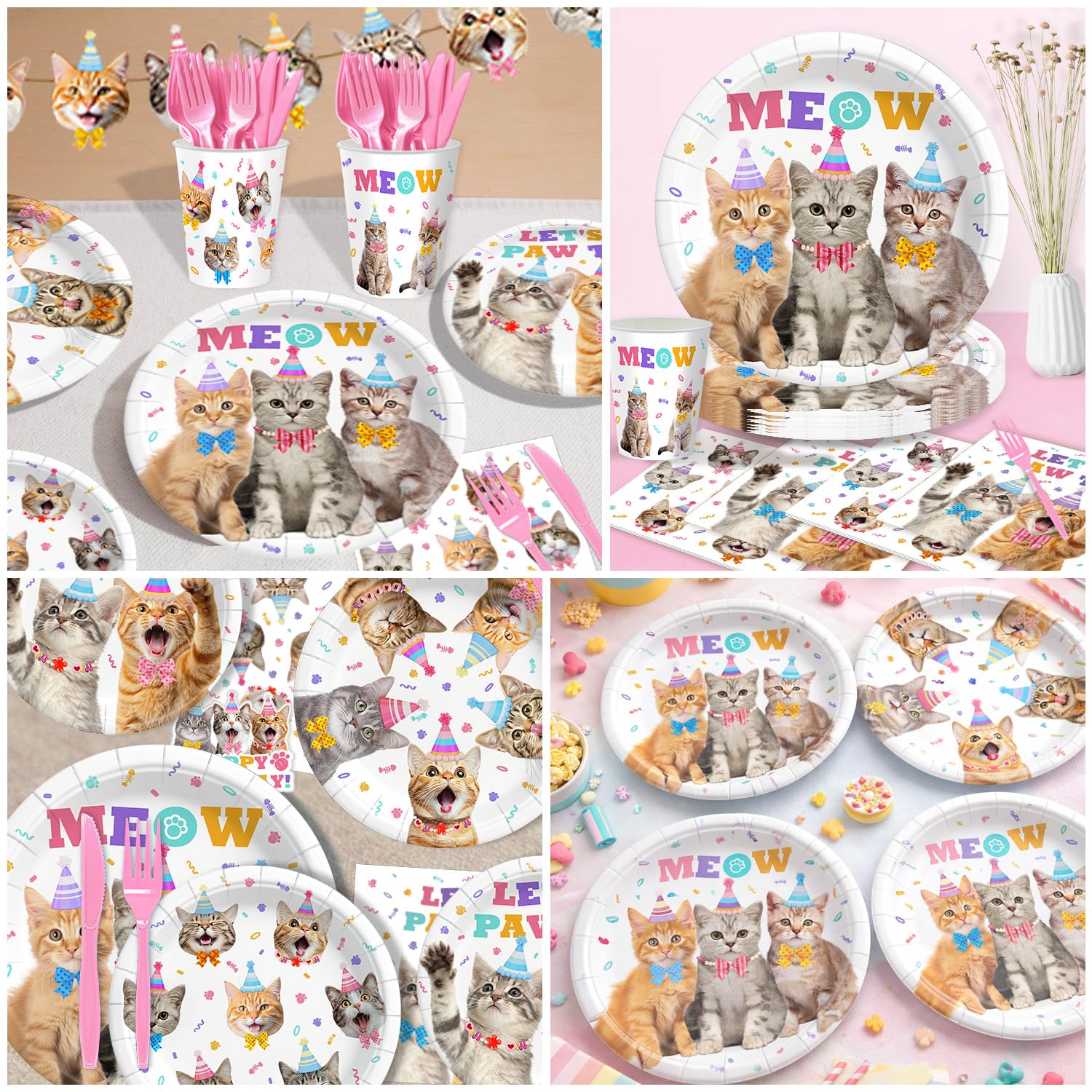 Kinovo cat birthday cutlery keeps meals tidy and convenient for guests.
