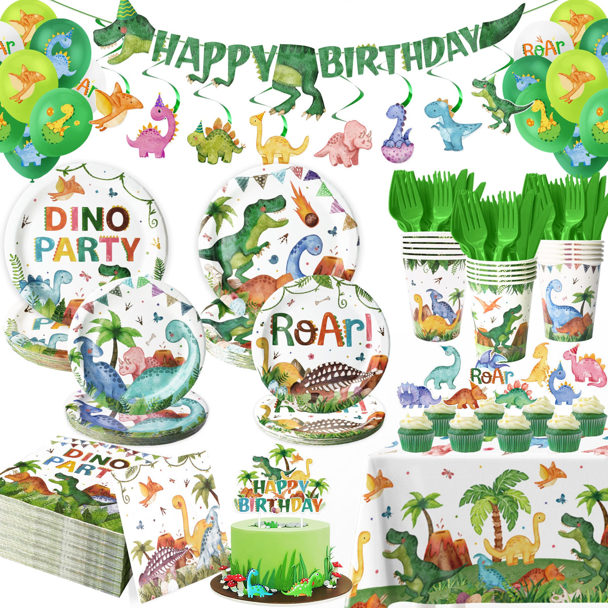 Kinovo dinosaur banner enhances the party backdrop and photo moments