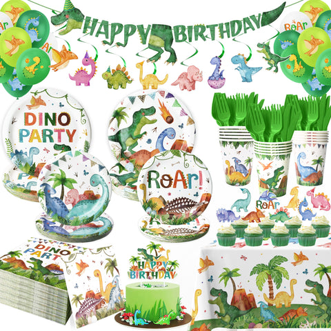 Kinovo dinosaur banner enhances the party backdrop and photo moments