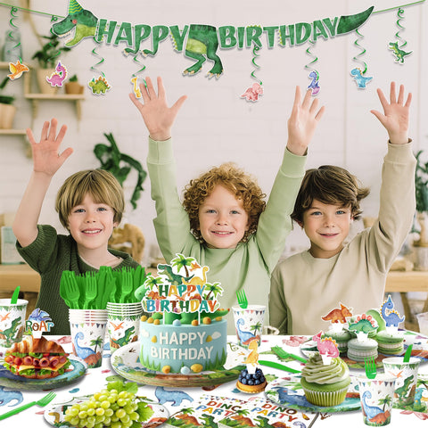 Kinovo dinosaur swirls hang easily to decorate the party space