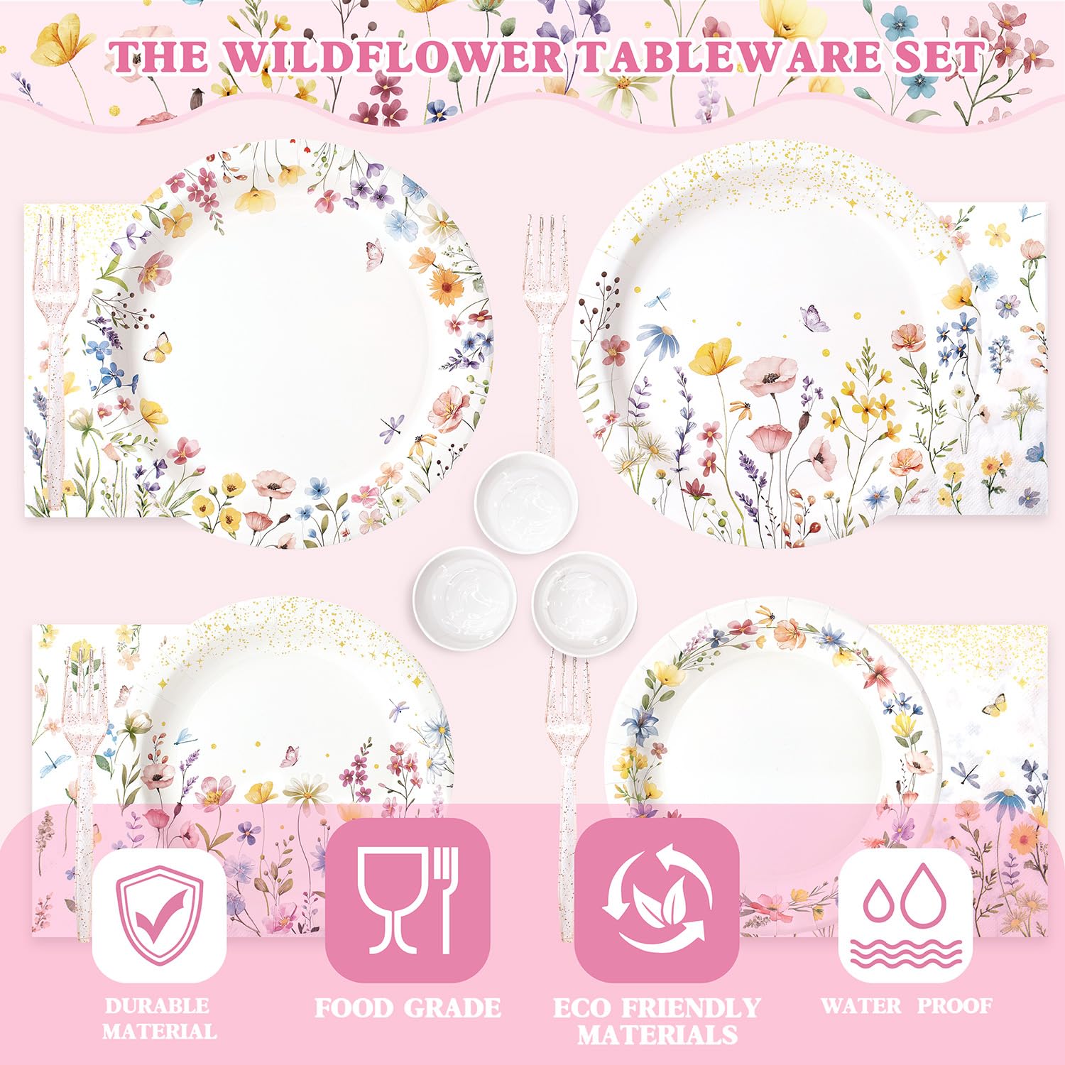 Kinovo floral napkins provide color and mess protection.