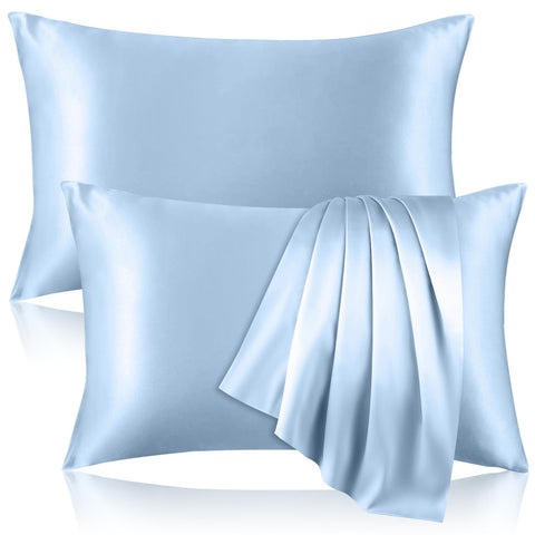 Kinself silk pillowcase 2-pack front view promotes smooth hair and skin overnight.