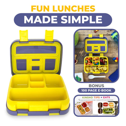 Kinsho Bento Box durable rubberized trim withstands active kids.