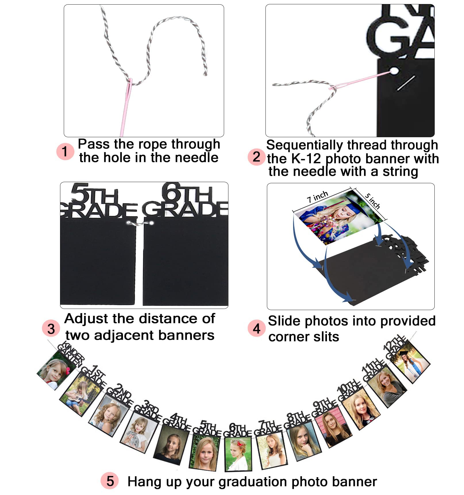Kinylakor 13-piece banner set for multi-photo graduation decor