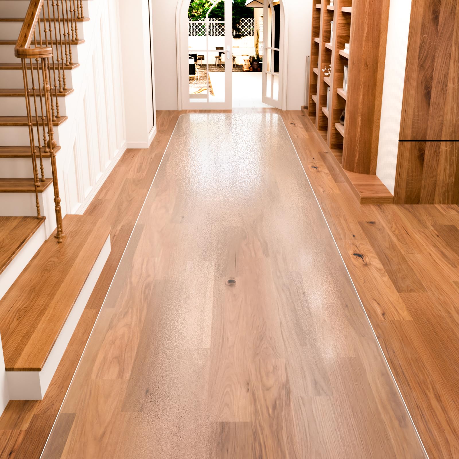 KiOORE Clear Runner Rug in hallway with non-slip backing for busy entryways.