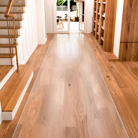 KiOORE Clear Runner Rug in hallway with non-slip backing for busy entryways.
