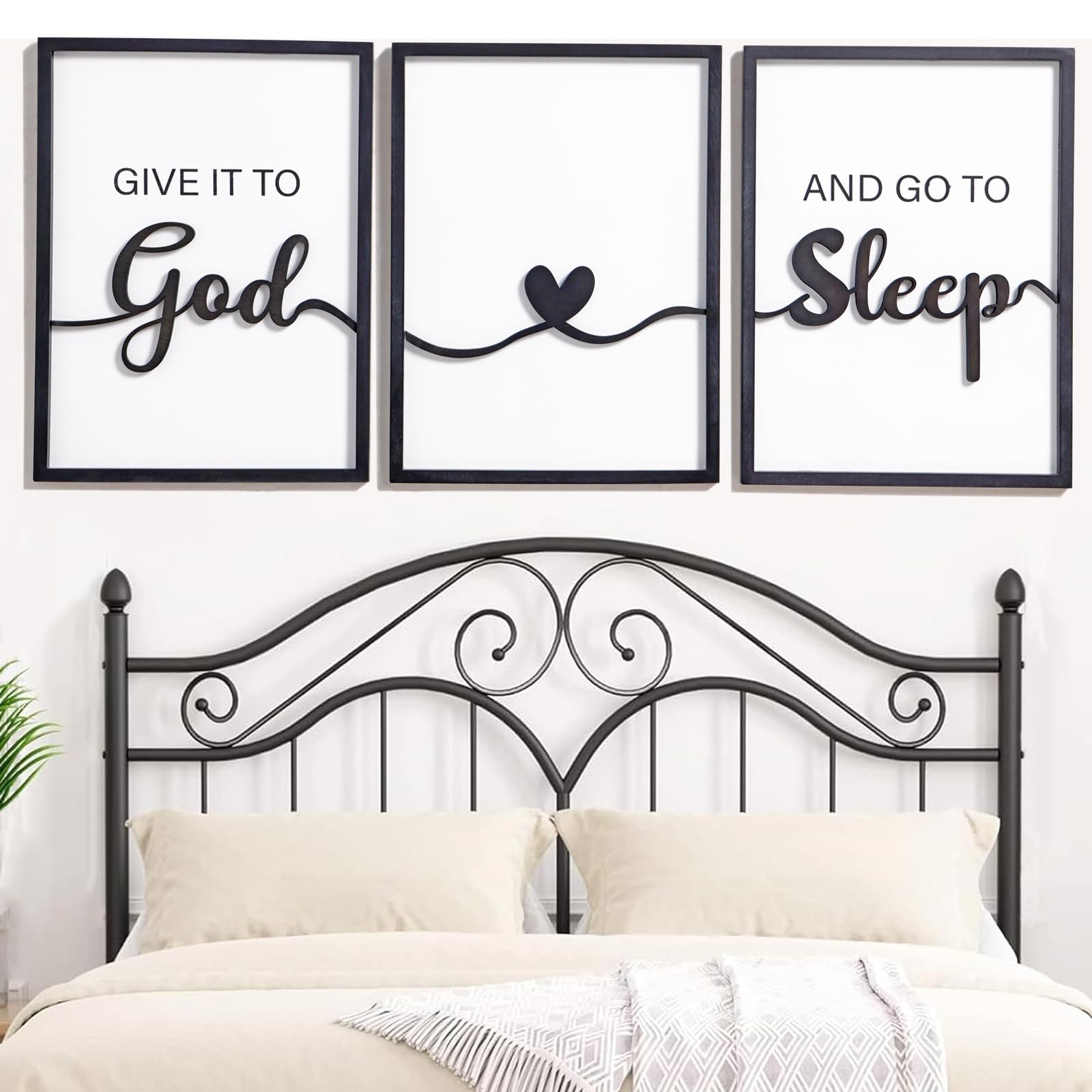 KIOSSUT 3D wood sign Give It to God and Go to Sleep close-up wood texture highlighting craftsmanship