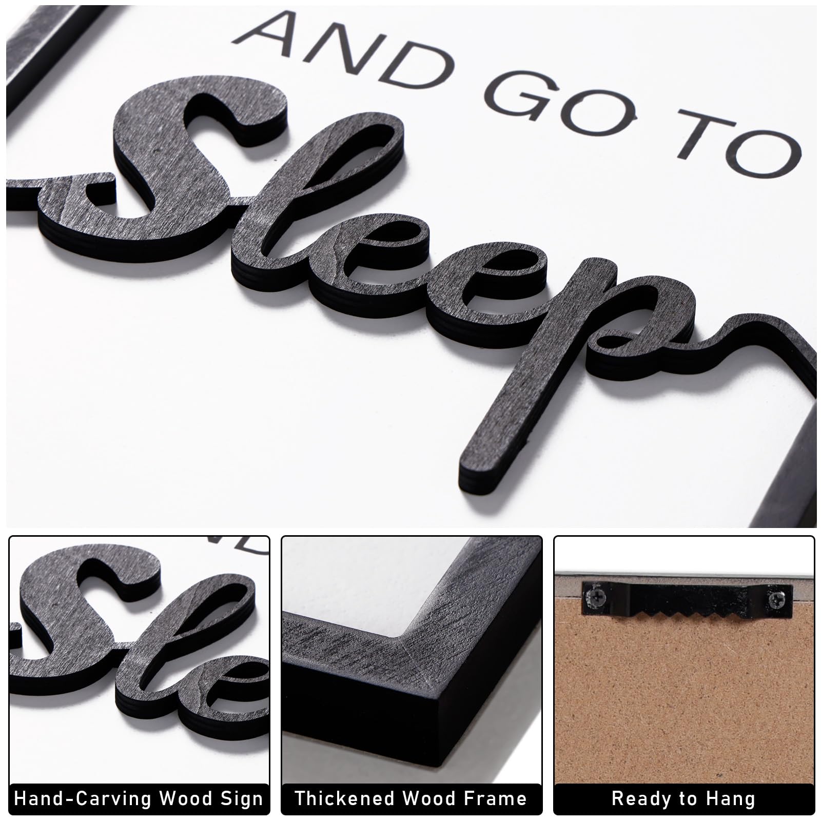 KIOSSUT 3D wood sign Give It to God and Go to Sleep side view, adds depth to bedroom