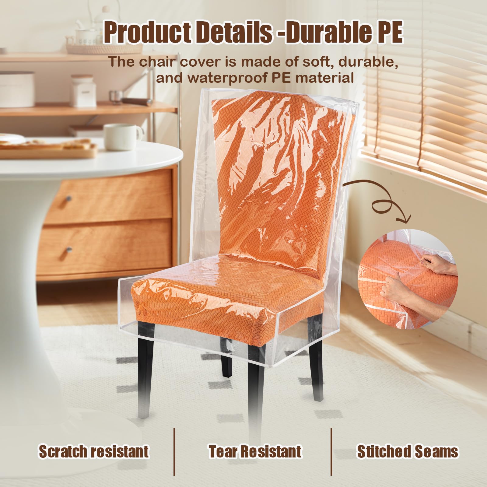 KIPHCA chair cover measures 21x18 inches to fit standard chairs securely.