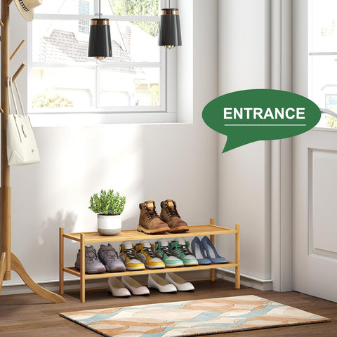 Kiplant long shoe rack holds 6-8 pairs neatly for family footwear
