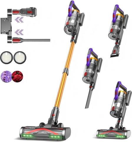 KIPMAX X20 cordless vacuum showing 50KPa suction on hard floors for thorough cleaning.