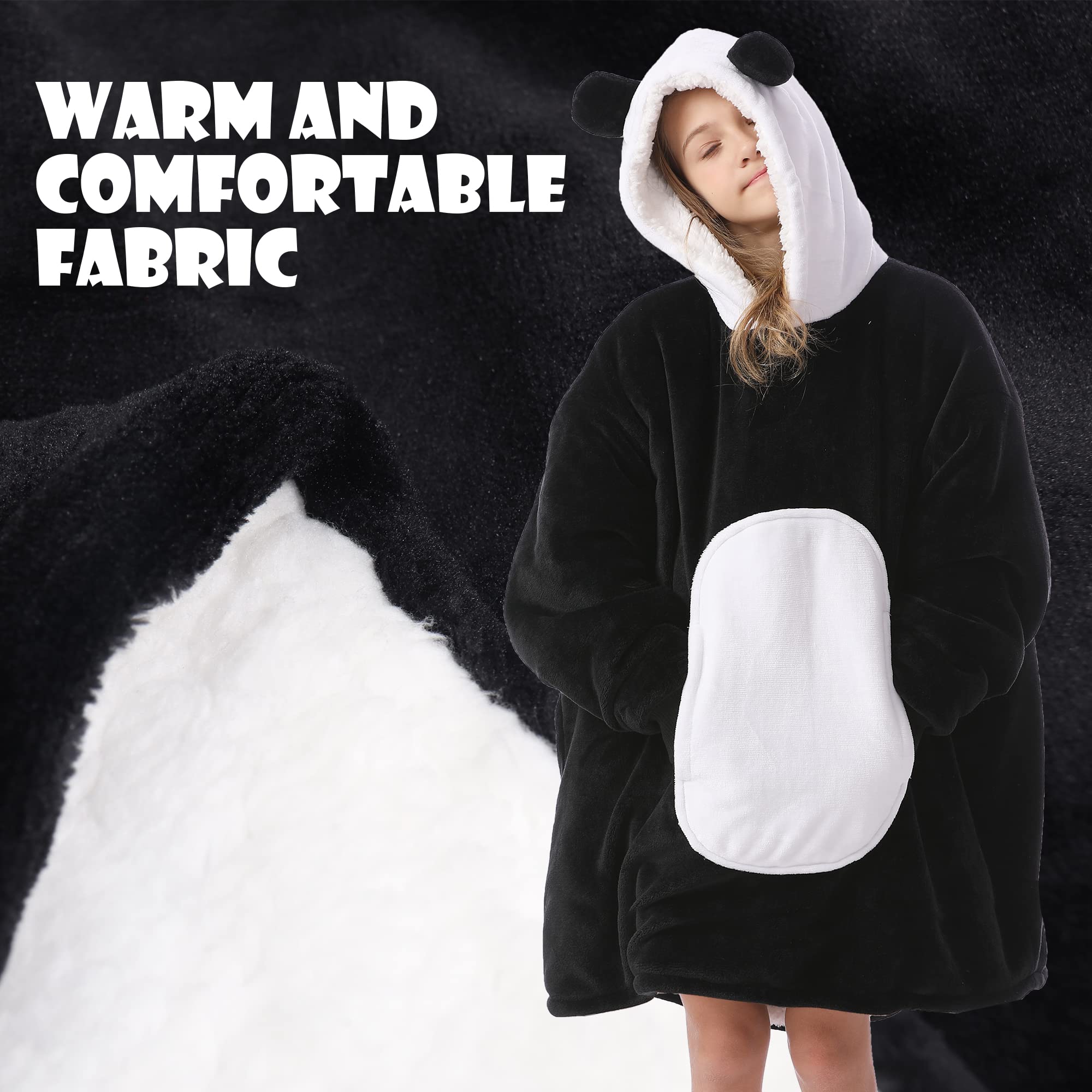 Kipswiza Panda blanket hoodie, oversized design for lounging and playtime.