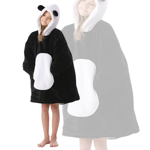 Kipswiza Panda hoodie for kids, easy on/off for school or sleepovers.