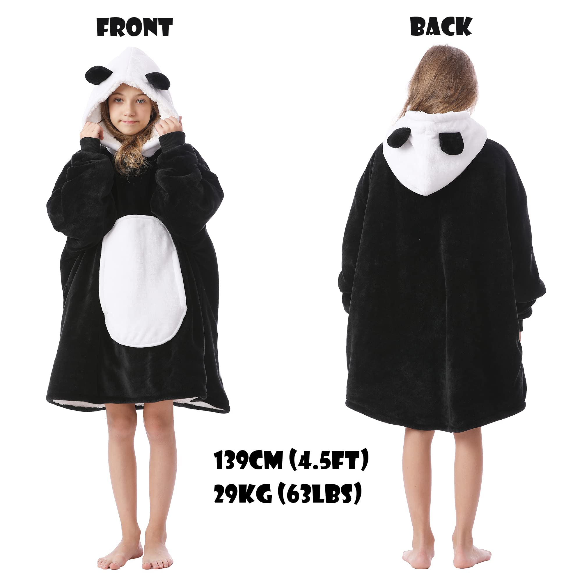 Kipswiza Panda hoodie with ears and pockets, perfect for snuggling on the couch.