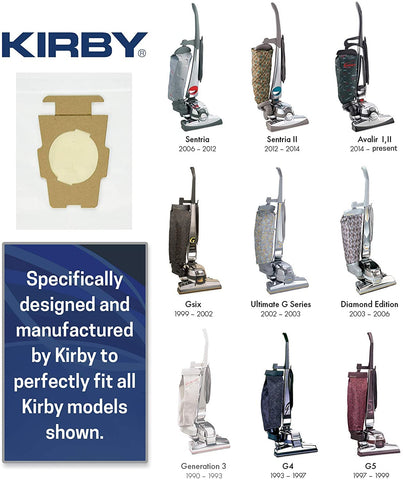 Kirby Micron Magic bags sealed dust containment illustration for mess-free bag changes.