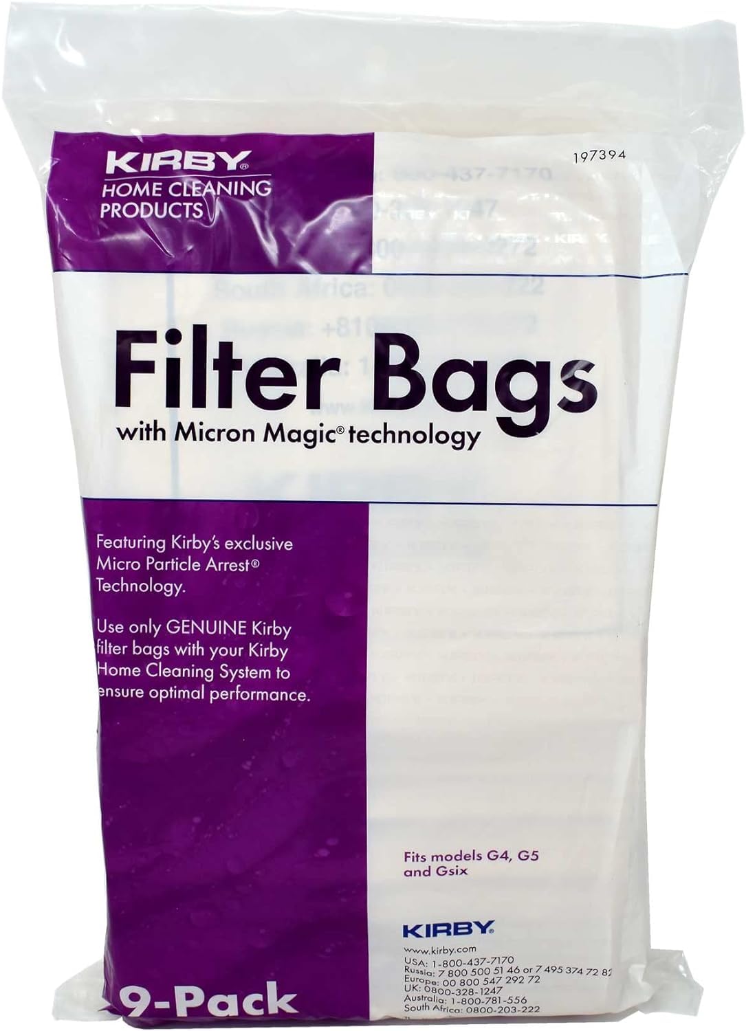 Kirby vacuum bags with Micron Magic filtration, nine-pack for extended use and strong suction