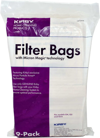Kirby vacuum bags with Micron Magic filtration, nine-pack for extended use and strong suction