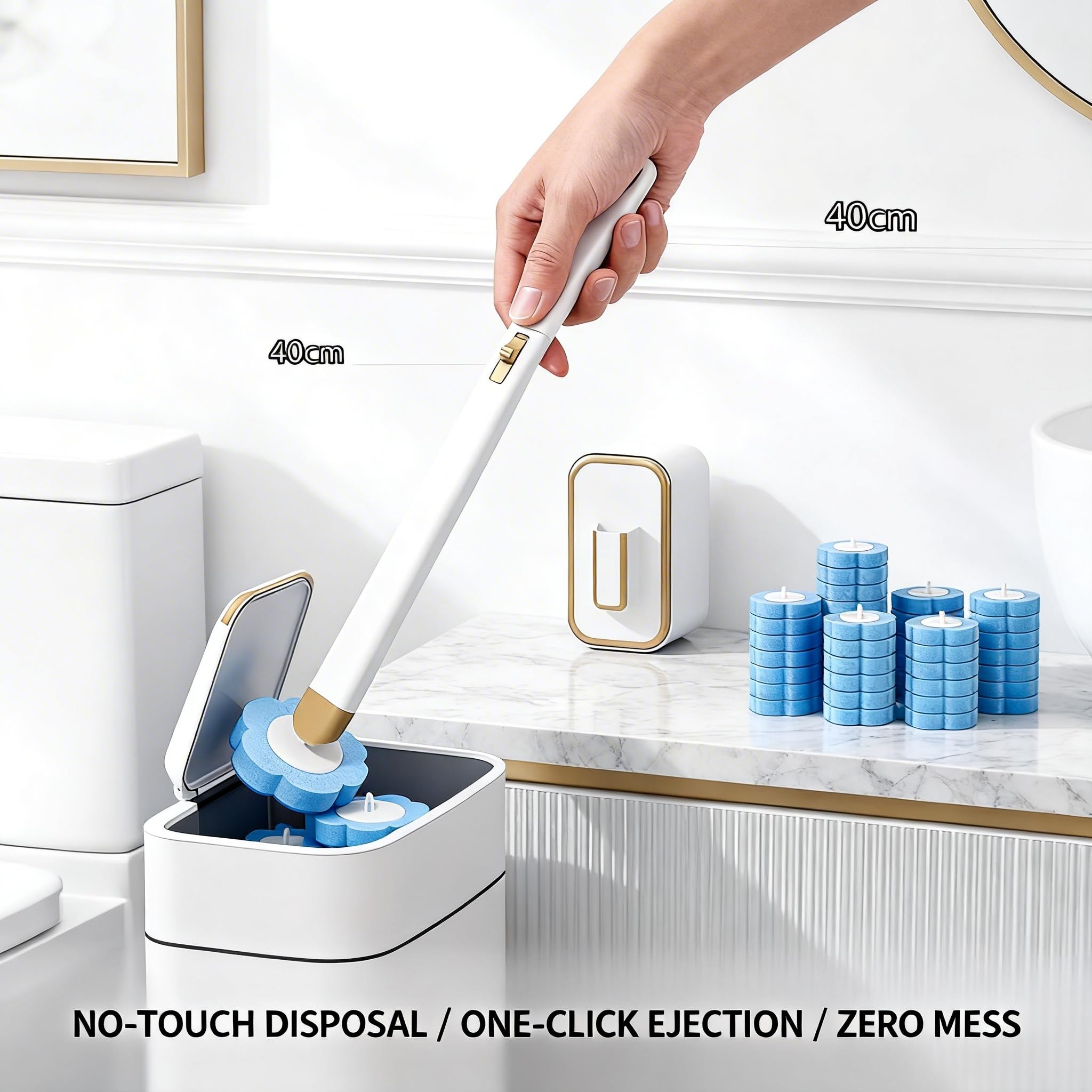 KIRIKIT one-click ejection enables touch-free disposal after cleaning.