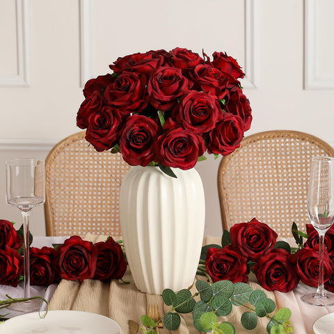 Kisflower 60pcs silk roses with long stems for DIY bouquets