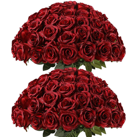 Kisflower burgundy artificial roses bulk pack for refined décor and events