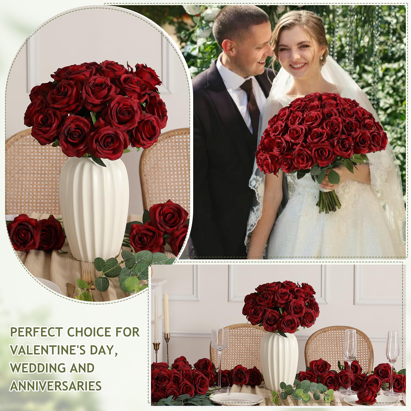 Close-up of Kisflower burgundy silk rose head showing rich color