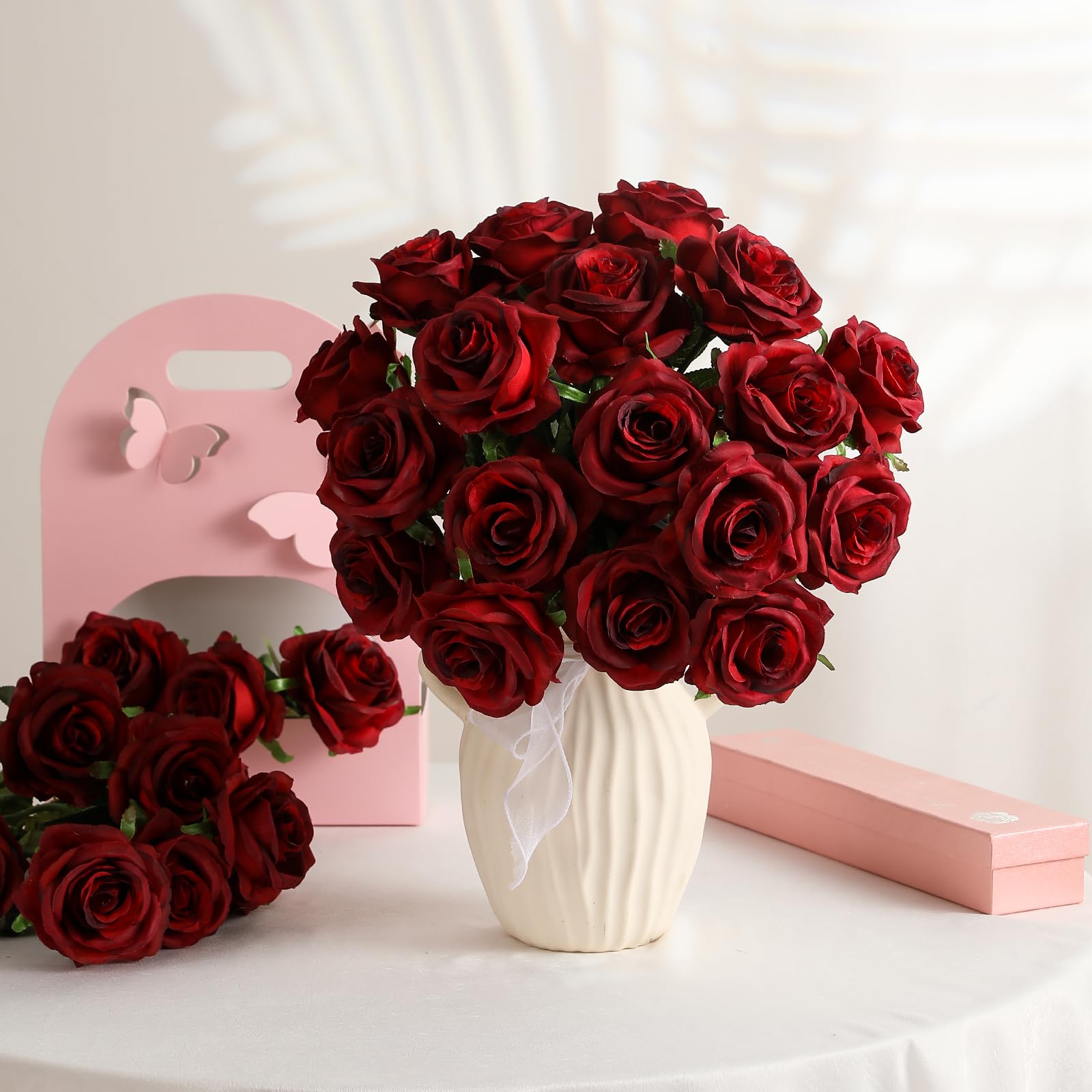 Kisflower burgundy silk roses for wedding bouquet styling